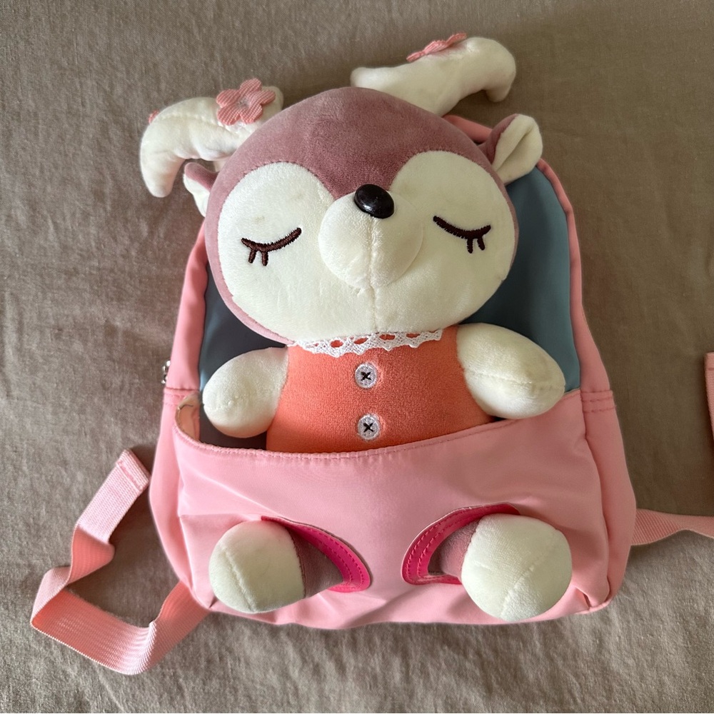 Pink Plush Deer Backpack for Kids